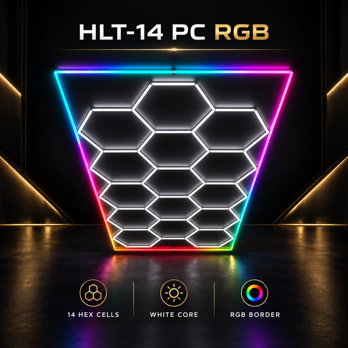 Éclairage de plafond LED hexagonal HLT-14-PC – RGB