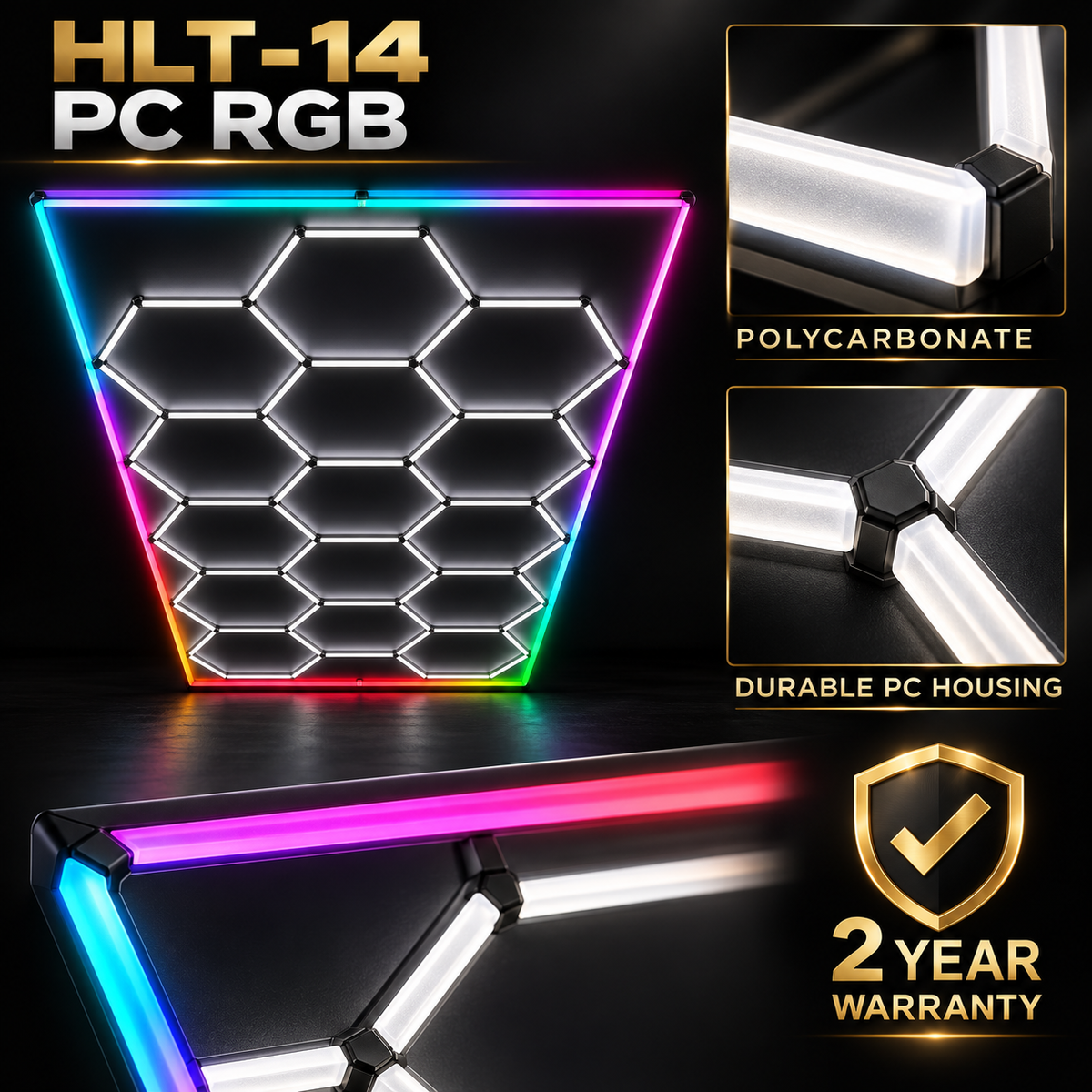 Éclairage de plafond LED hexagonal HLT-14-PC – RGB