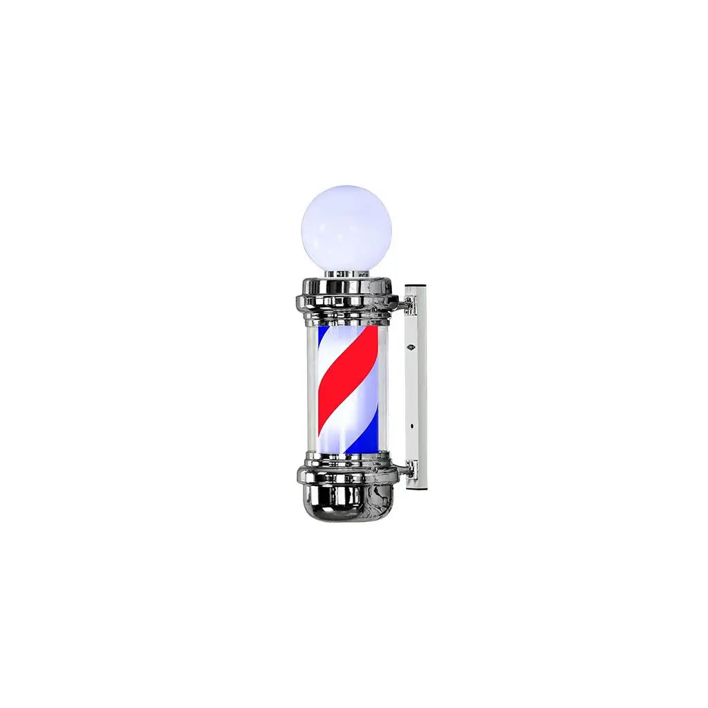 DITA Kapperspaal Zilver BP-02 98 cm | Roterend LED-kappersbord in klassieke barbershopstijl