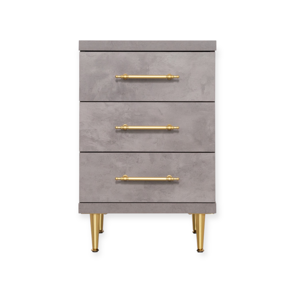 Cabinet ST-19 | 3-Drawer Storage Unit with Elegant Gold Accents | Color 128-2