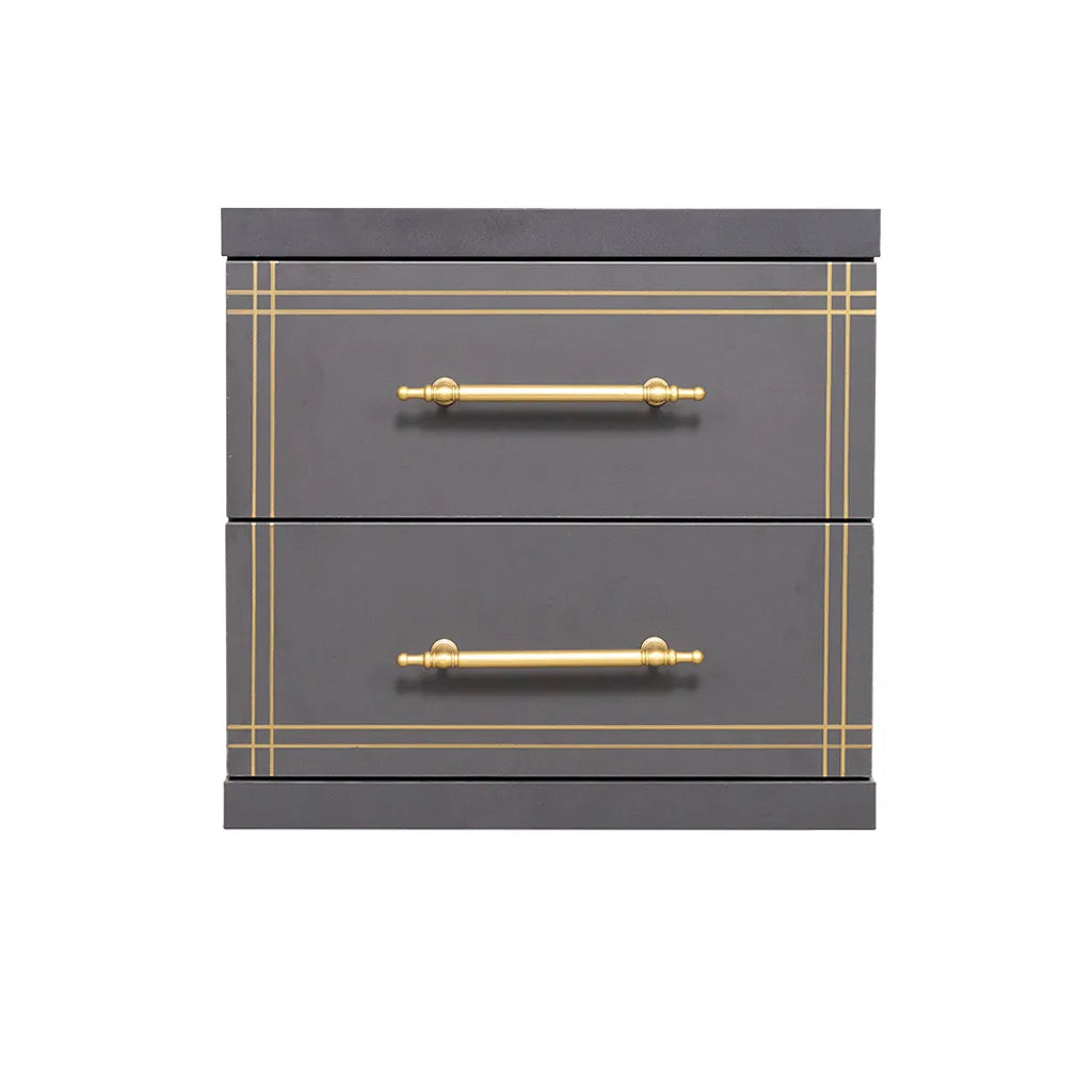 Cabinet ST-20 | Grey | 2-Drawer Storage Unit with Gold Accents