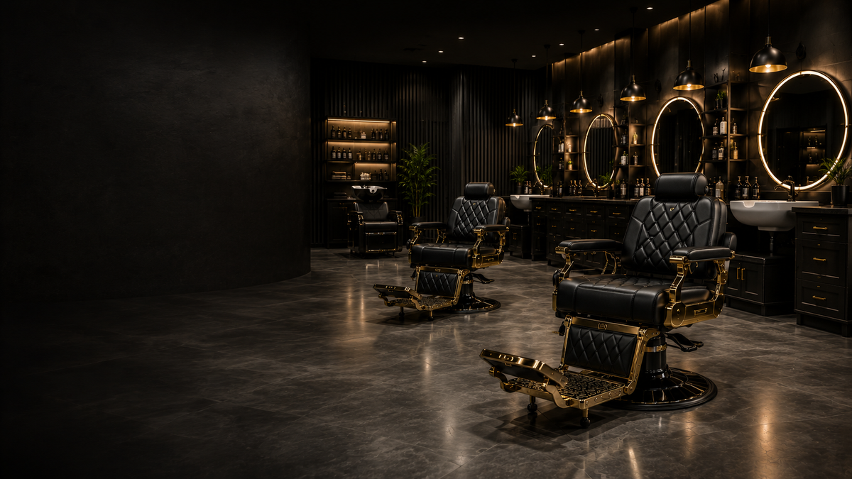 Salon design inspiration with barber chairs and mirrors