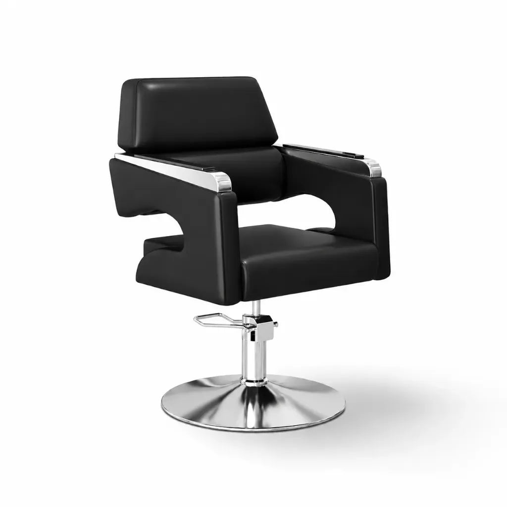 Salon Chair Abbotsford FR-88075-C1 | Silver Frame | Leather Black (004)