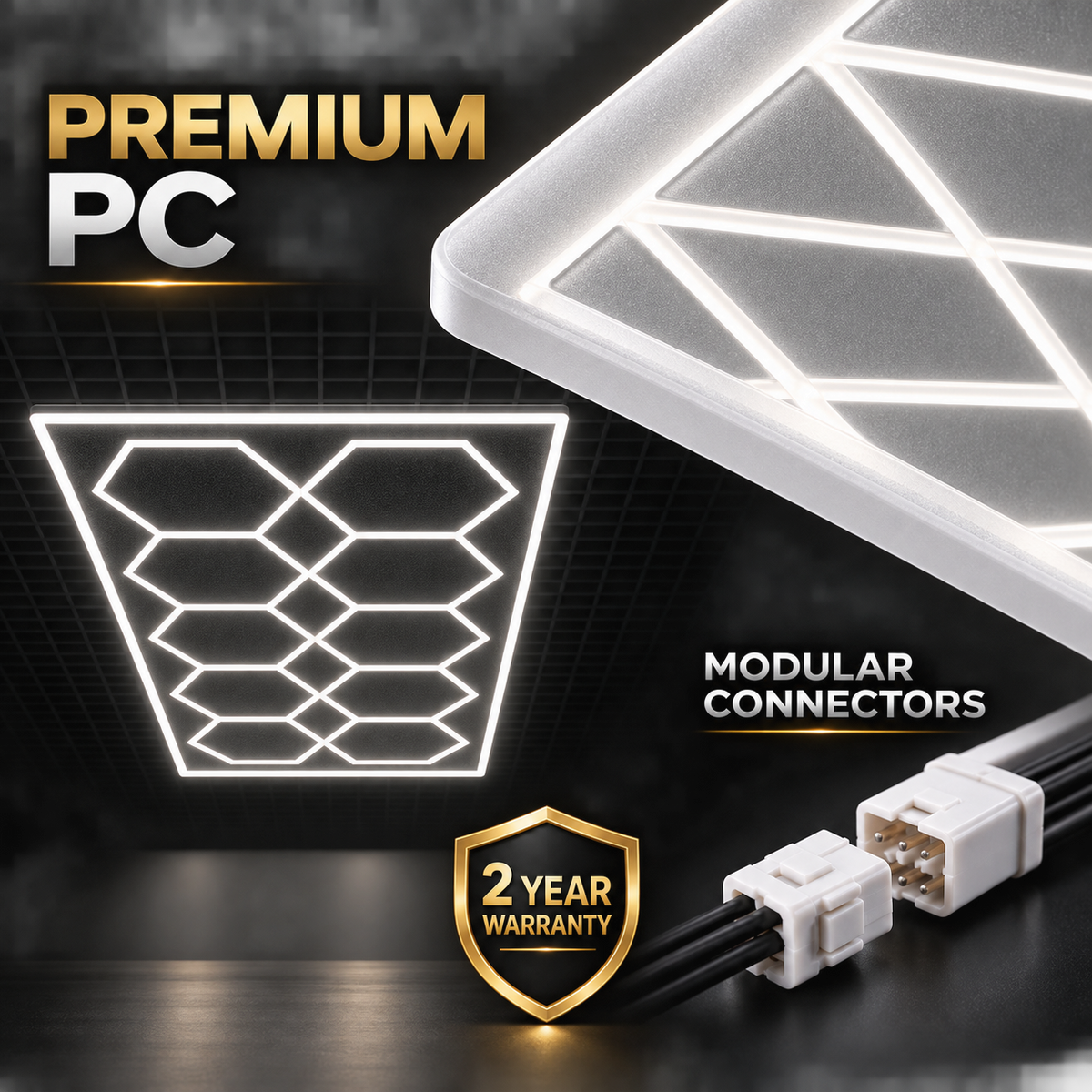 Plafonnier LED HLT-2-PC – Double rangée hexagonale – Blanc