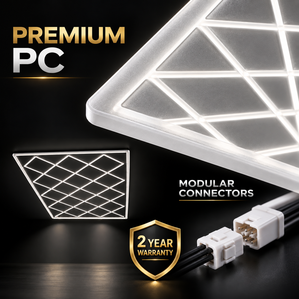 Plafonnier LED HLT-13-PC – Grille en losanges – Blanc