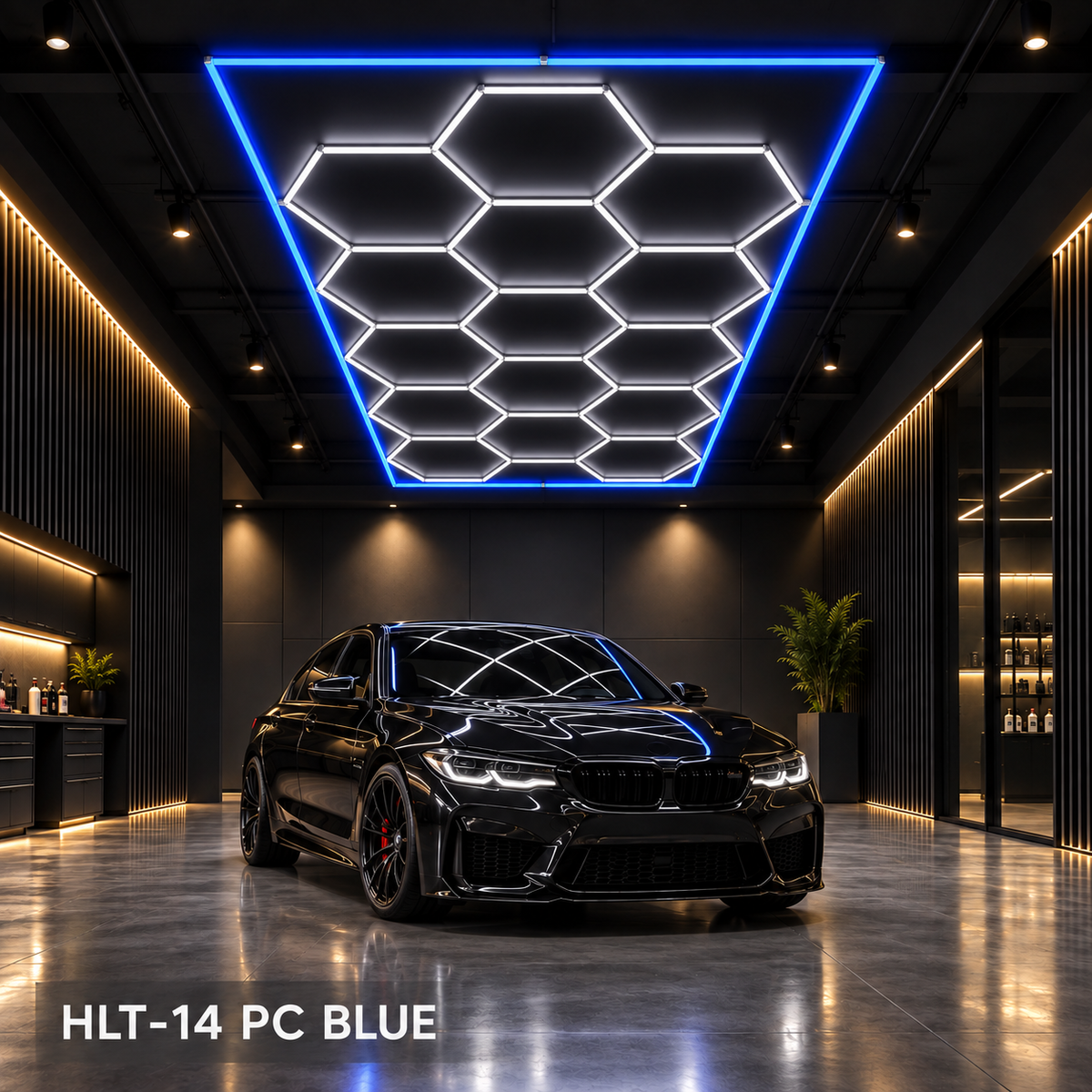 Plafoniera LED esagonale HLT-14-PC – Blu