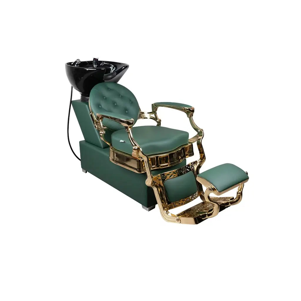 Shampoostoel Rome | FR- 78025 Goudkleurig verchroomd frame | Groen (026)