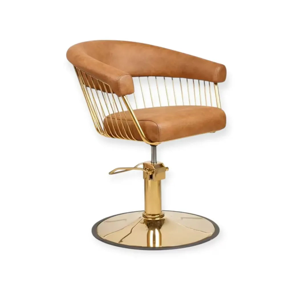 Salonstoel FR-88064-C4 | Goudkleurig frame | Tan (035)