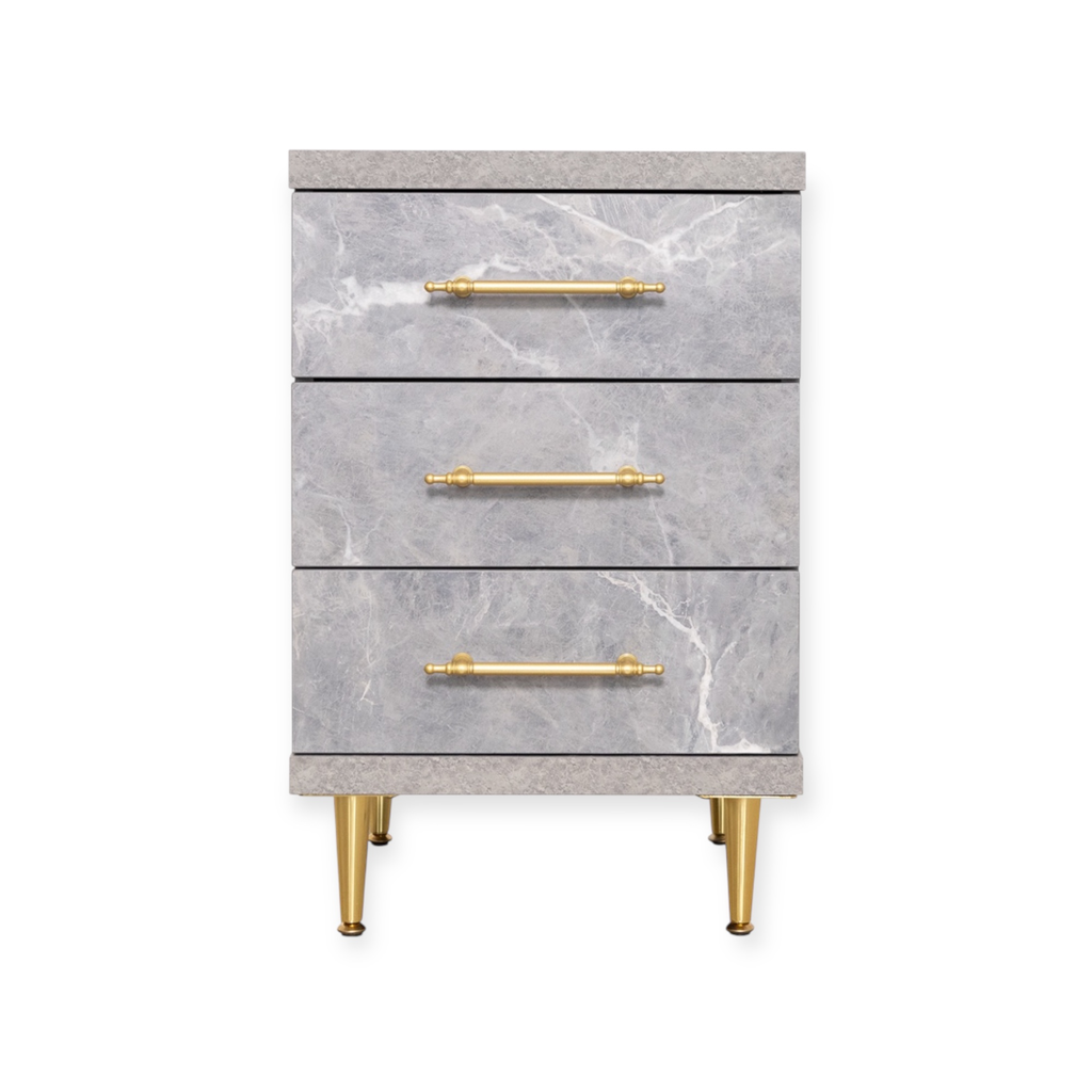 ST-19 Cabinet | 3-Drawer Storage Unit with Elegant Gold Accents | Color 8037-1