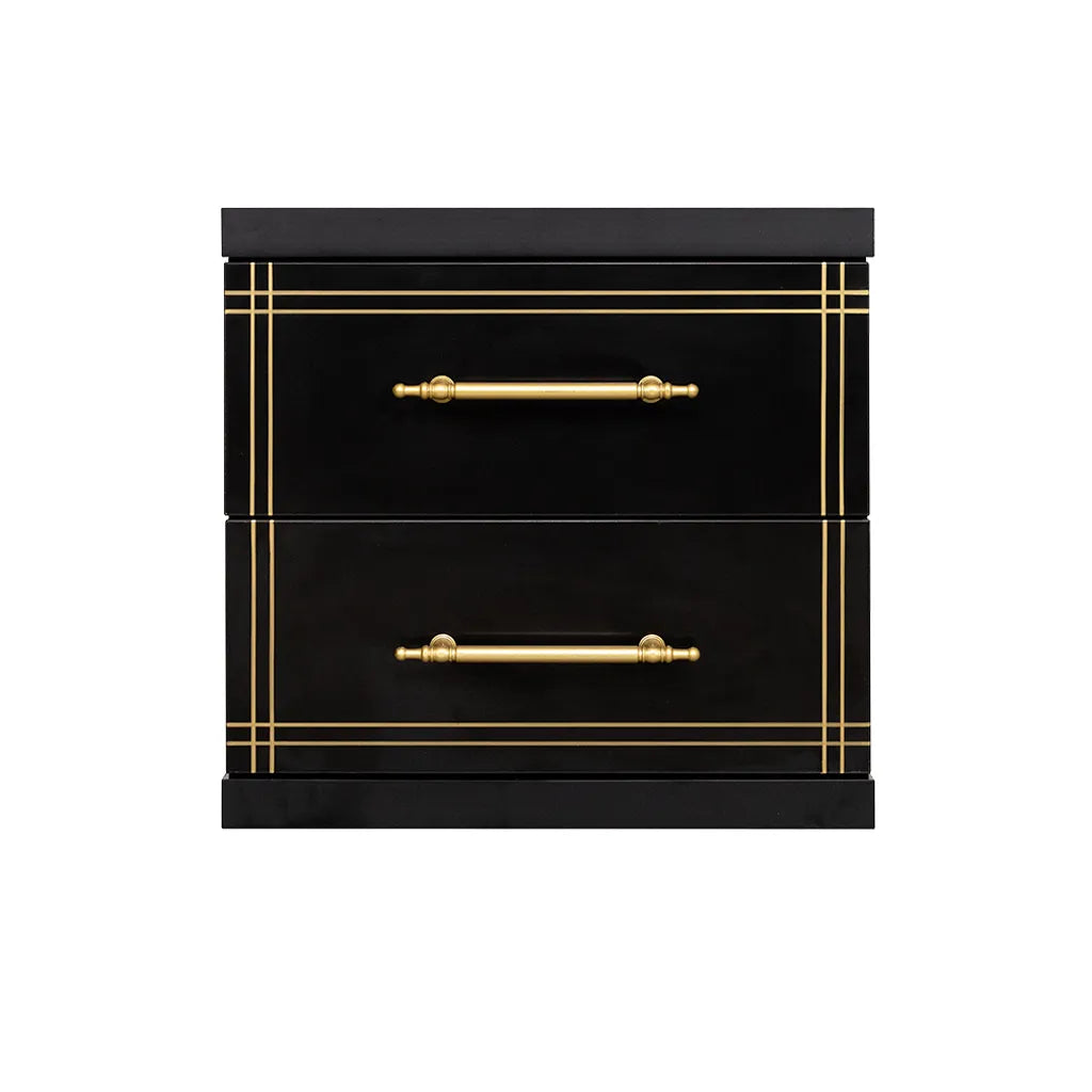 Cabinet ST-20 Black | 2-Drawer Storage Unit with Gold Accents