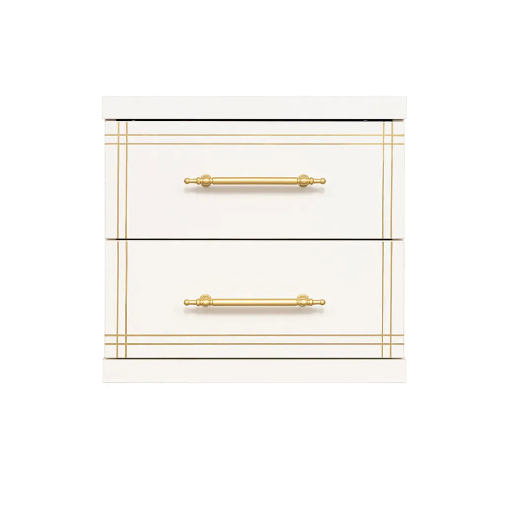 Cabinet ST-20 | White | 2-Drawer Storage Unit with Gold Accents