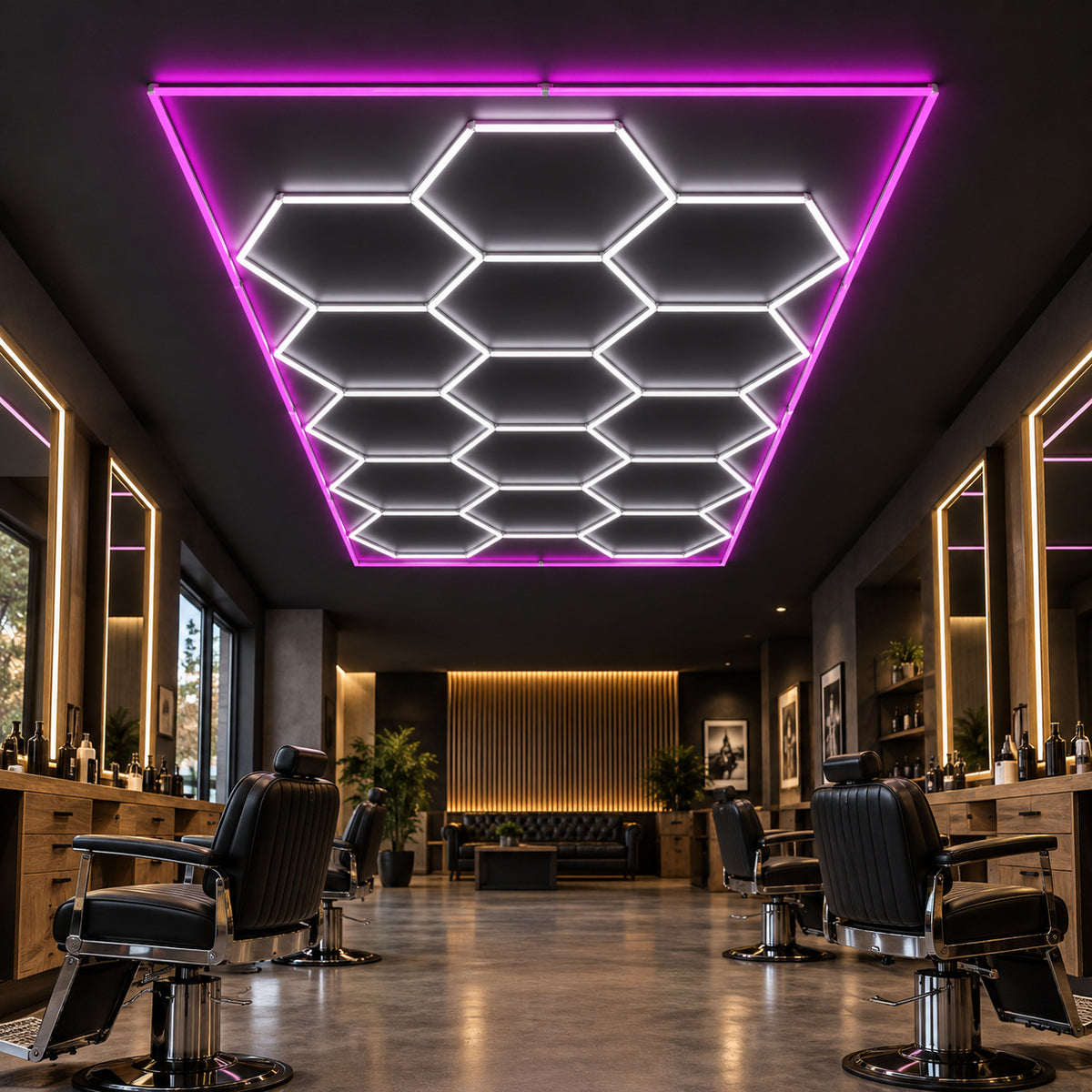 Zeshoekige LED-plafondverlichting HLT-14-PC – Roze