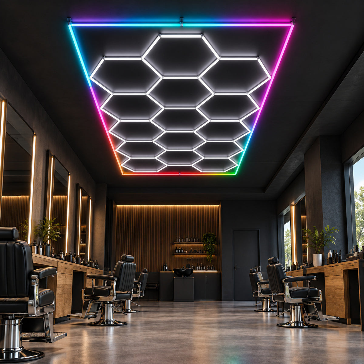 Zeshoekige led-plafondverlichting HLT-14-PC – RGB