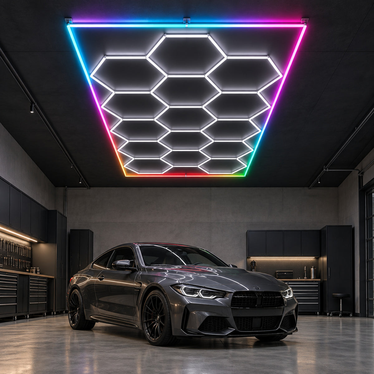 Éclairage de plafond LED hexagonal HLT-14-PC – RGB
