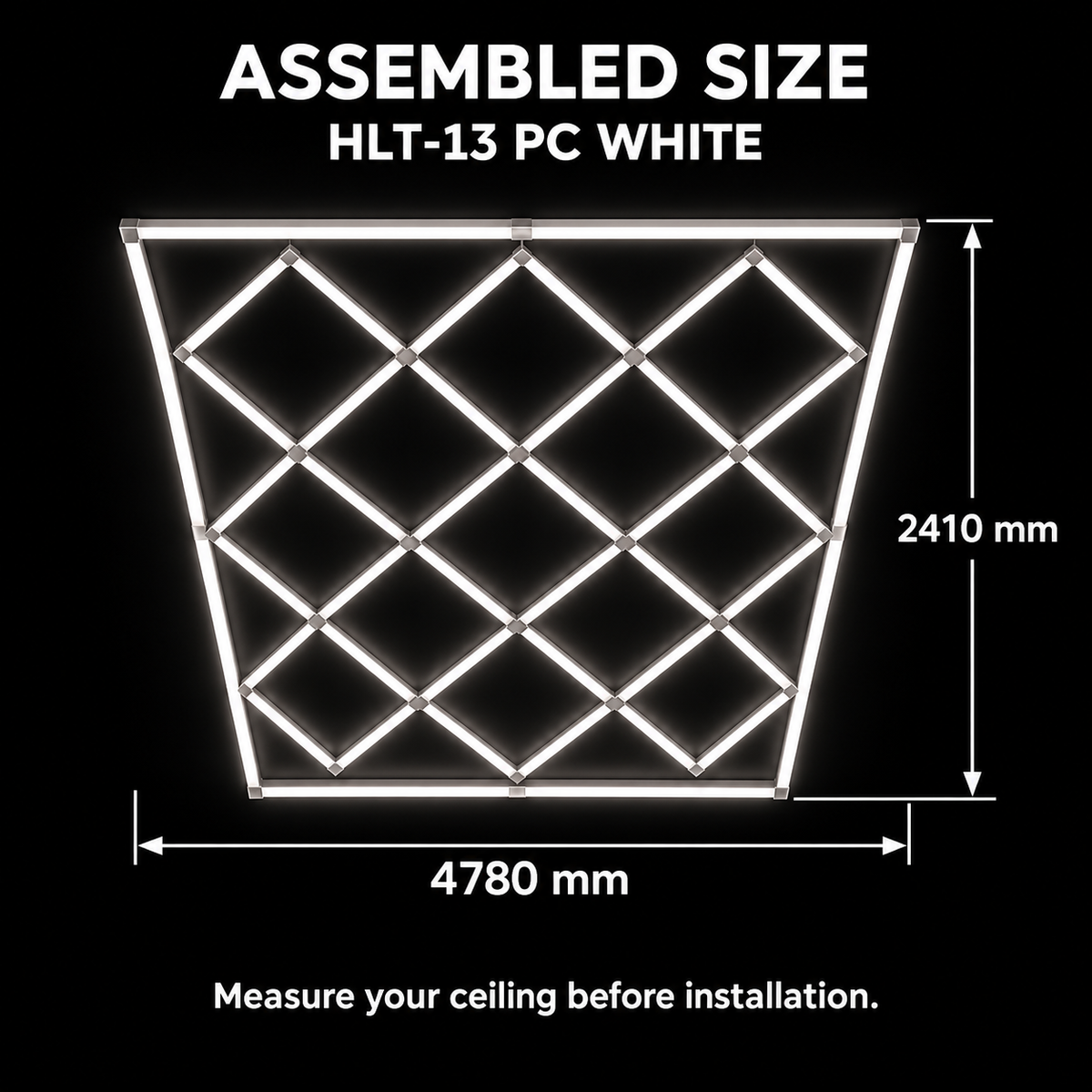 Plafonnier LED HLT-13-PC – Grille en losanges – Blanc