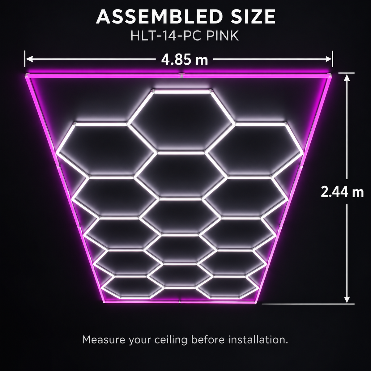 Hexagon LED Ceiling Light HLT-14-PC – Pink
