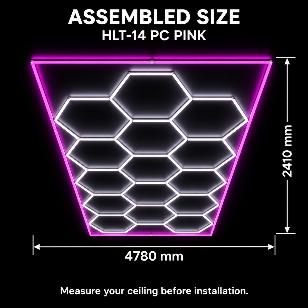 Hexagon LED Ceiling Light HLT-14-PC – Pink