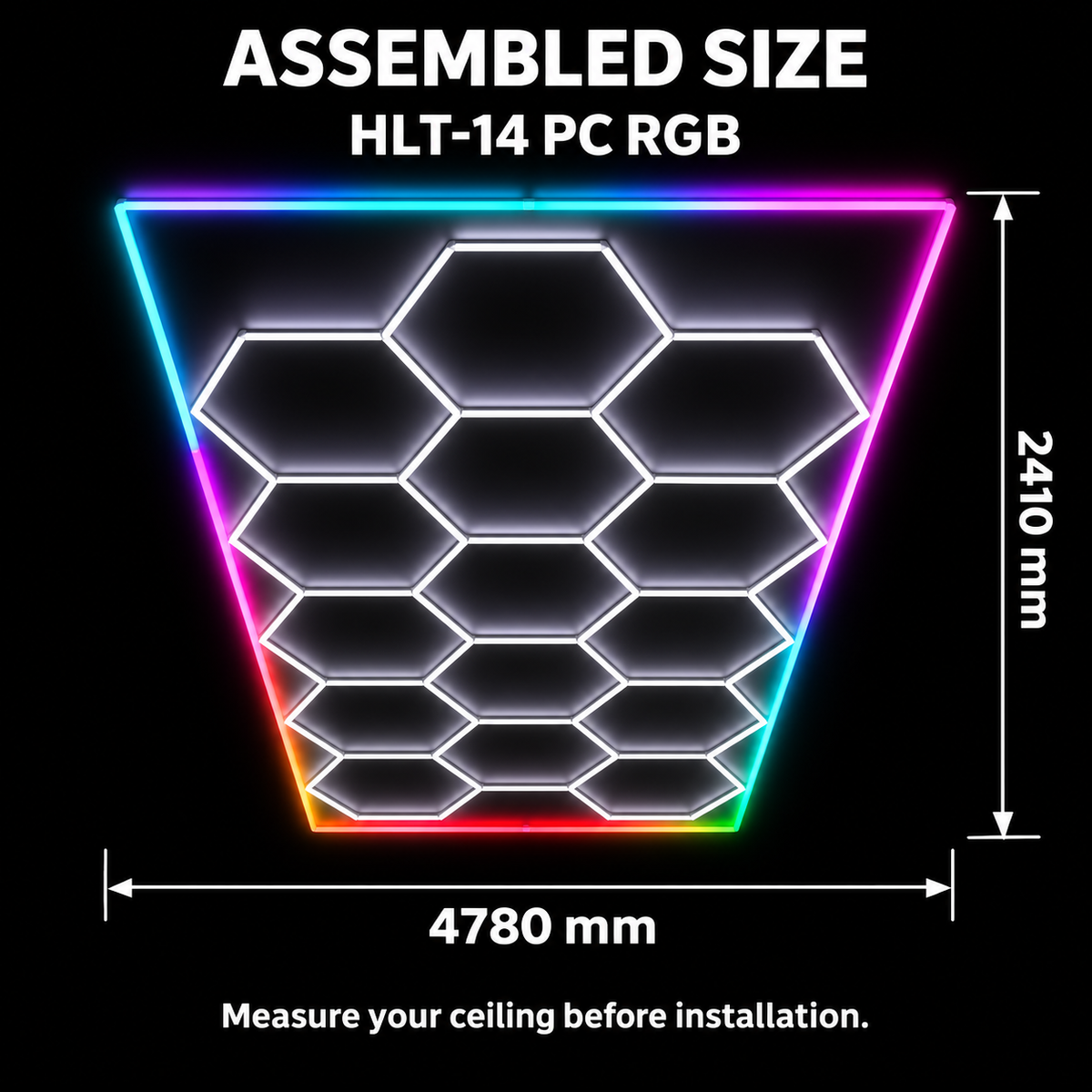 Éclairage de plafond LED hexagonal HLT-14-PC – RGB