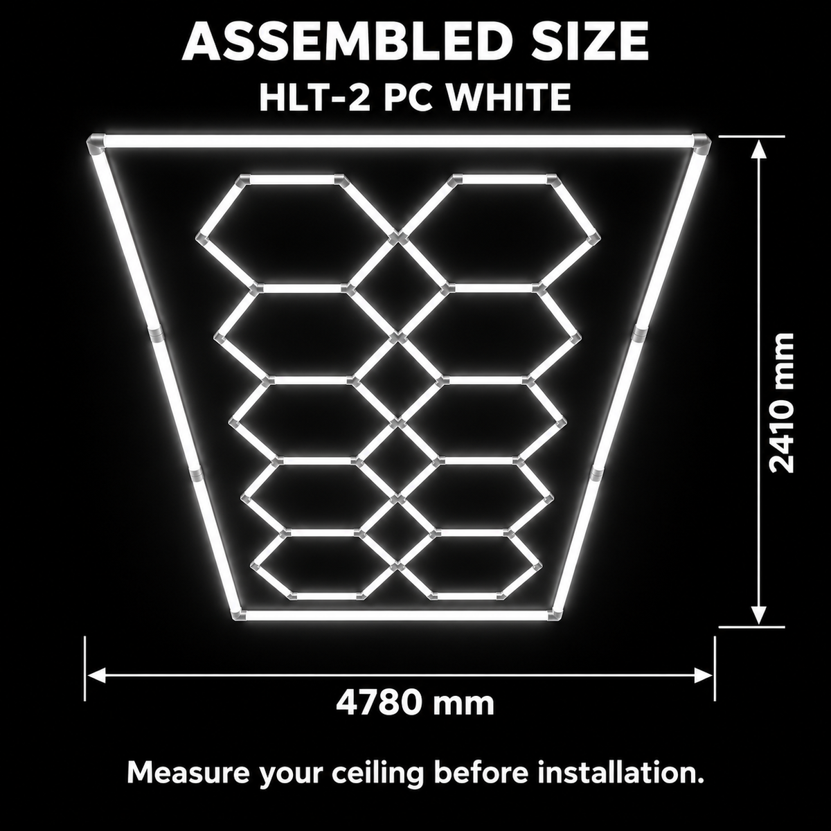 Plafonnier LED HLT-2-PC – Double rangée hexagonale – Blanc