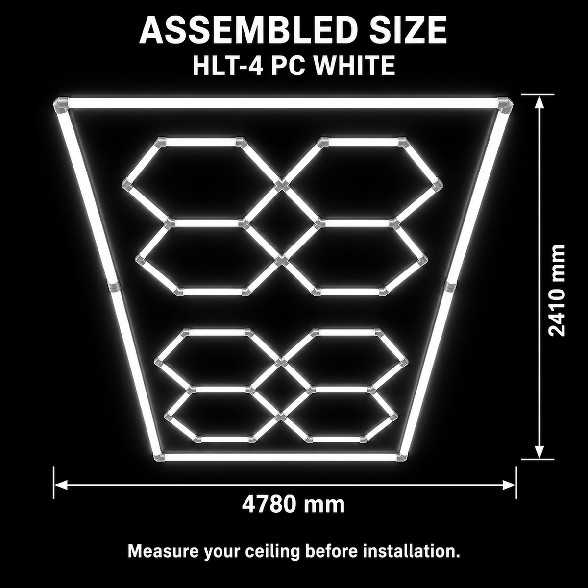 Plafonnier LED HLT-4-PC – Blocs hexagonaux – Blanc