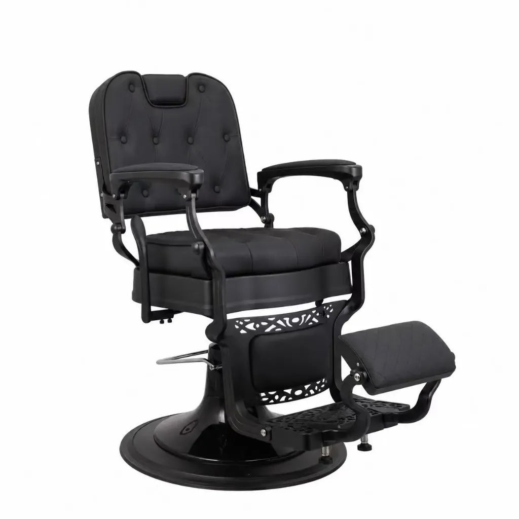 Barber Chair New Orleans | Black Matte Frame | Square Back | Black (004)
